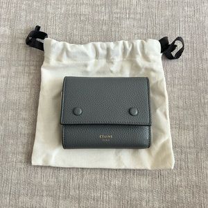 Celine Gray Blue Leather Wallet